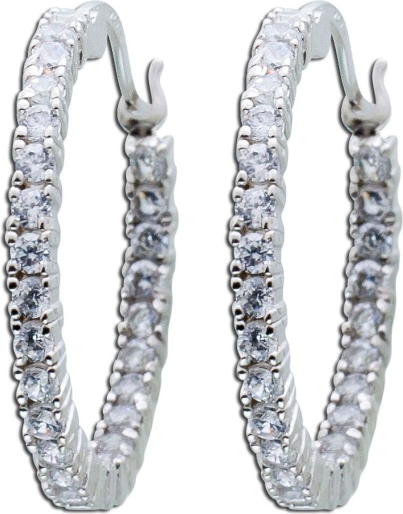Creolen Silber 925 weisse klare Zirkonia