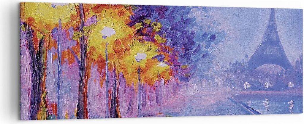 Bild auf Leinwand - Leinwandbild - Einteilig - Paris Laternen Eiffel - 140x50cm - Wand Bild - Wanddeko - Wandbilder - Leinwanddruck - Bilder - Wand...