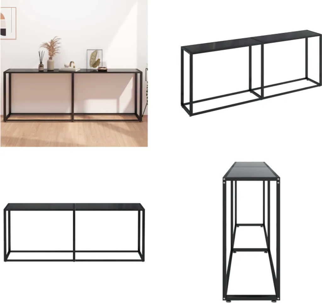 OFFERTA Consolle vidaXL 200cm Vetro Nero - Tavolo Corridoio Moderno