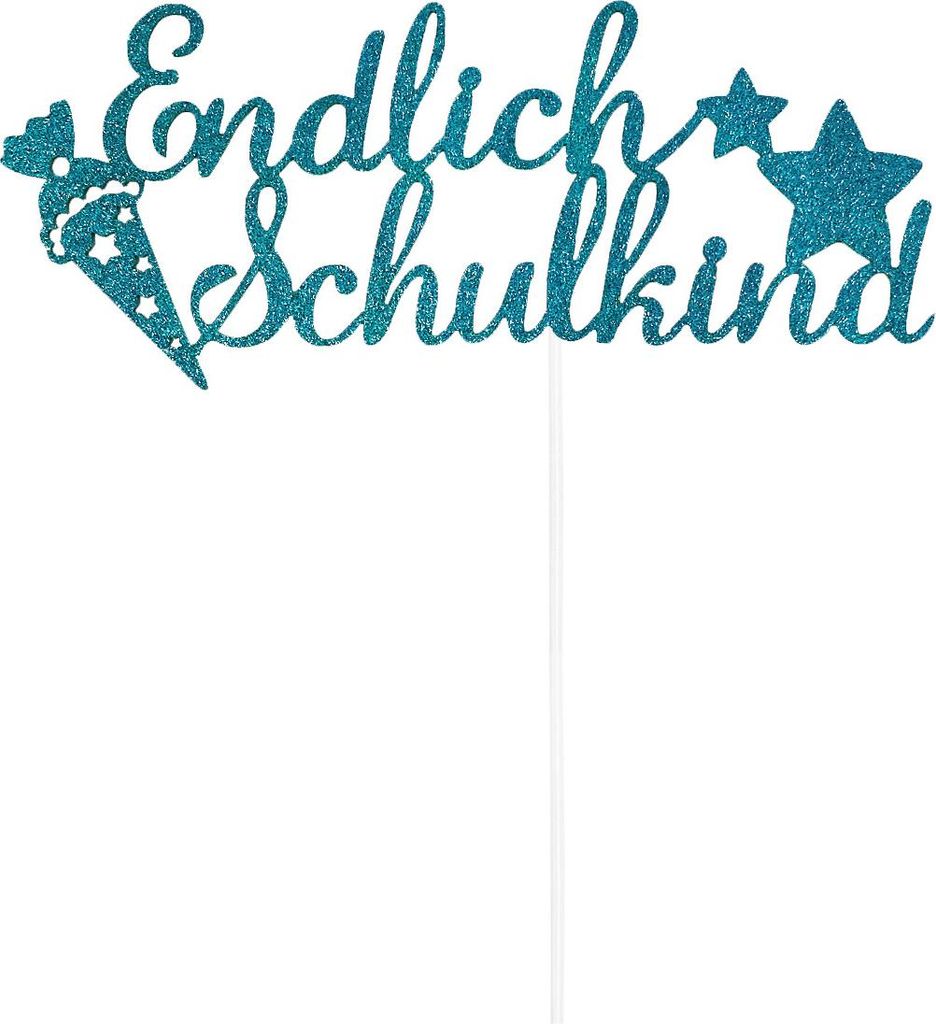 Oblique Unique Endlich Schulkind Torten Topper Glitzernd Produktbild 