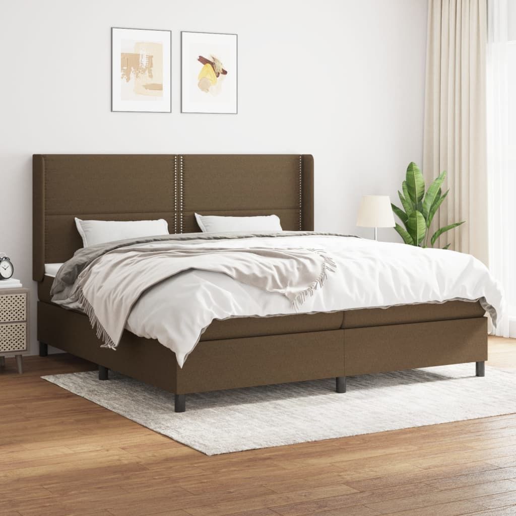 The Living Store Boxspringbett mit Matratze Dunkelbraun 200x200 cm Stoff