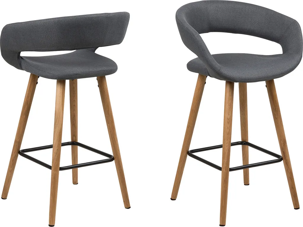 Tabouret de bar confortable Gamarond I gris lot de 2 assise stable