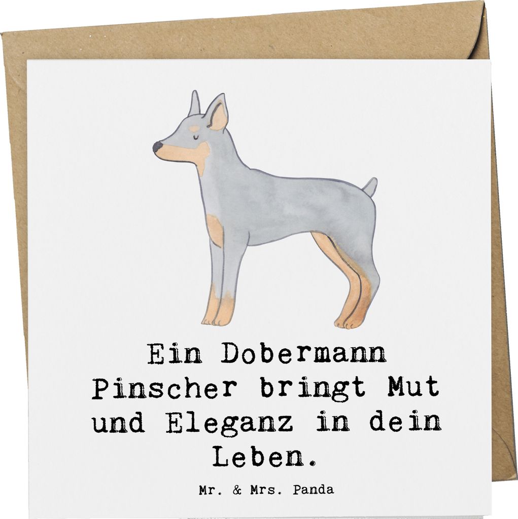 Mr. & Mrs. Panda Grußkarte Dobermann Pinscher - Weiß - Geschenk, treue Begleiter, Hunderassen Beschreibung, Hundetraining, Glückwunschkarte, fal...