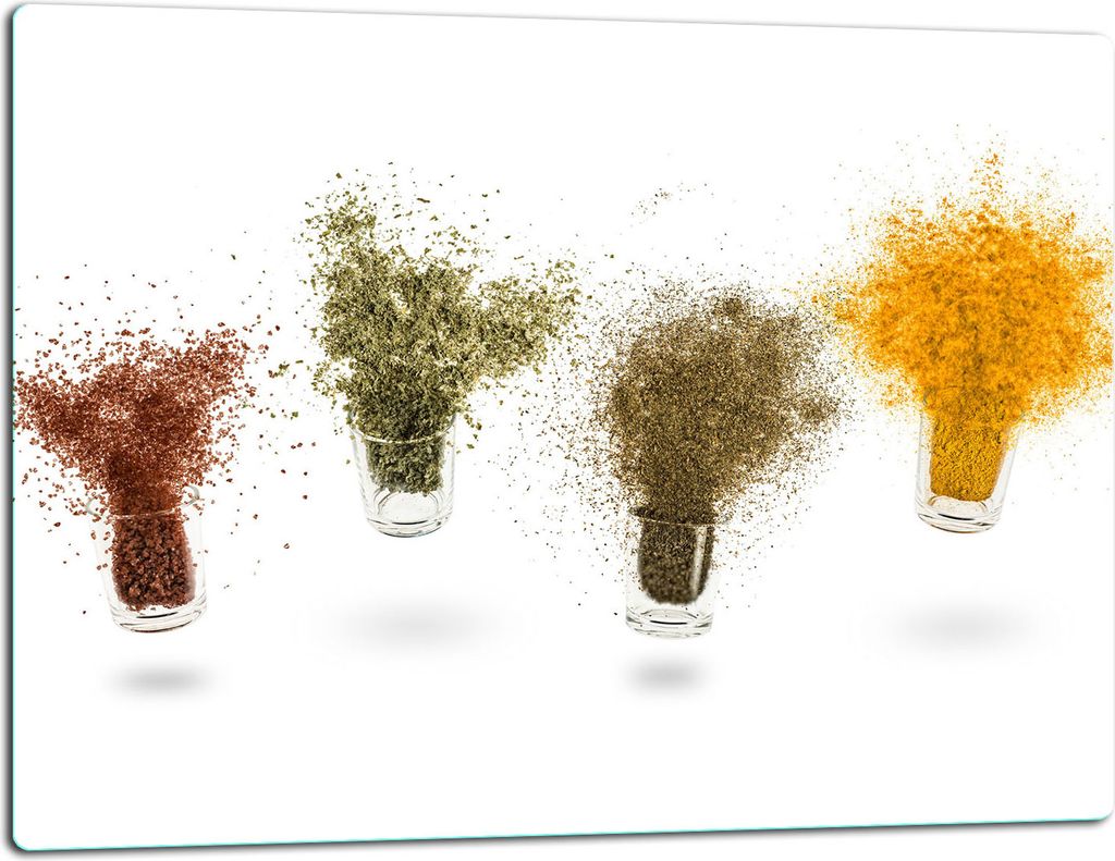 Glasschneidebrett Herdabdeckplatte Glaskeramikkochfeld Universal 52x40 cm Weiß Gewürze