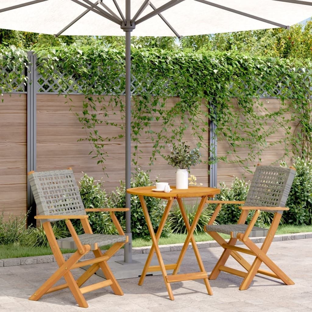 Maison Exclusive - 3-tlg. Bistro-Set Grau Poly Rattan und Massivholz