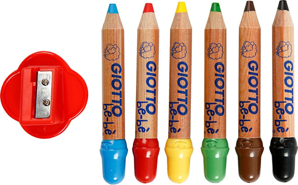 Giotto be-bè Buntstifte, Mine: 6 mm, D: 13 mm, Sortierte Farben, 6Stck., L 10,5 cm