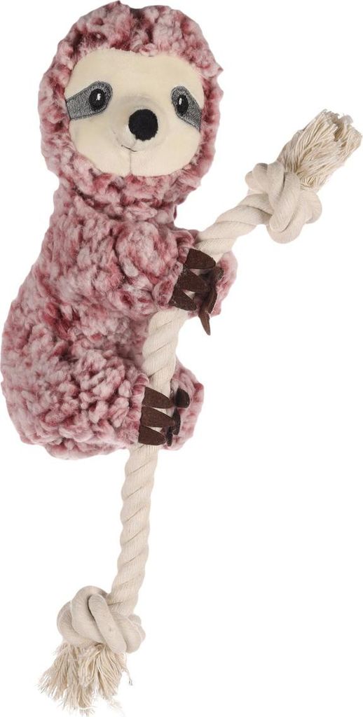 Flamingo Hundespielzeug Faultier mit Seil Hangta altrosa