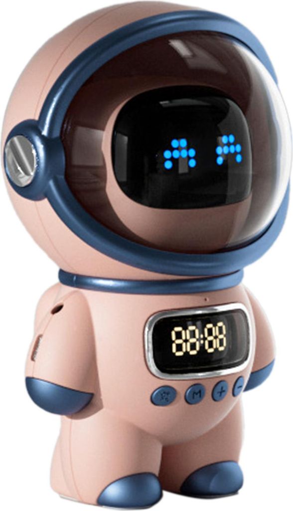 Der Astronaut Lautsprecher AI Intelligente Stimme Bluetooth Lautsprecher Uhr Kleines Nachtlicht Geburtstagsgeschenk Rosa