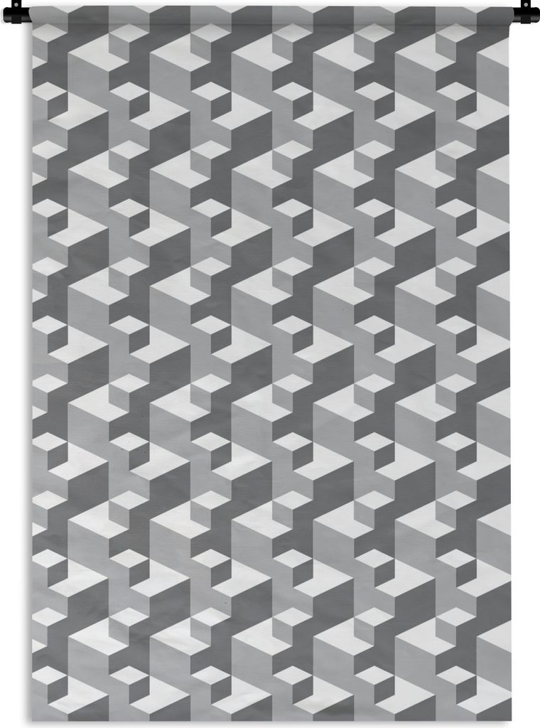 MuchoWow Wandteppich Wandbehang Muster - Blöcke - 3D 90x135 cm Tapisserie Dekoration Wandtuch - Baumwolle - Wandskulptur