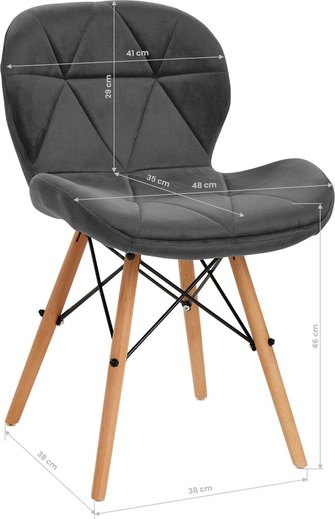 4Rico Skandinavischer Stuhl QS-186 Samt grau
