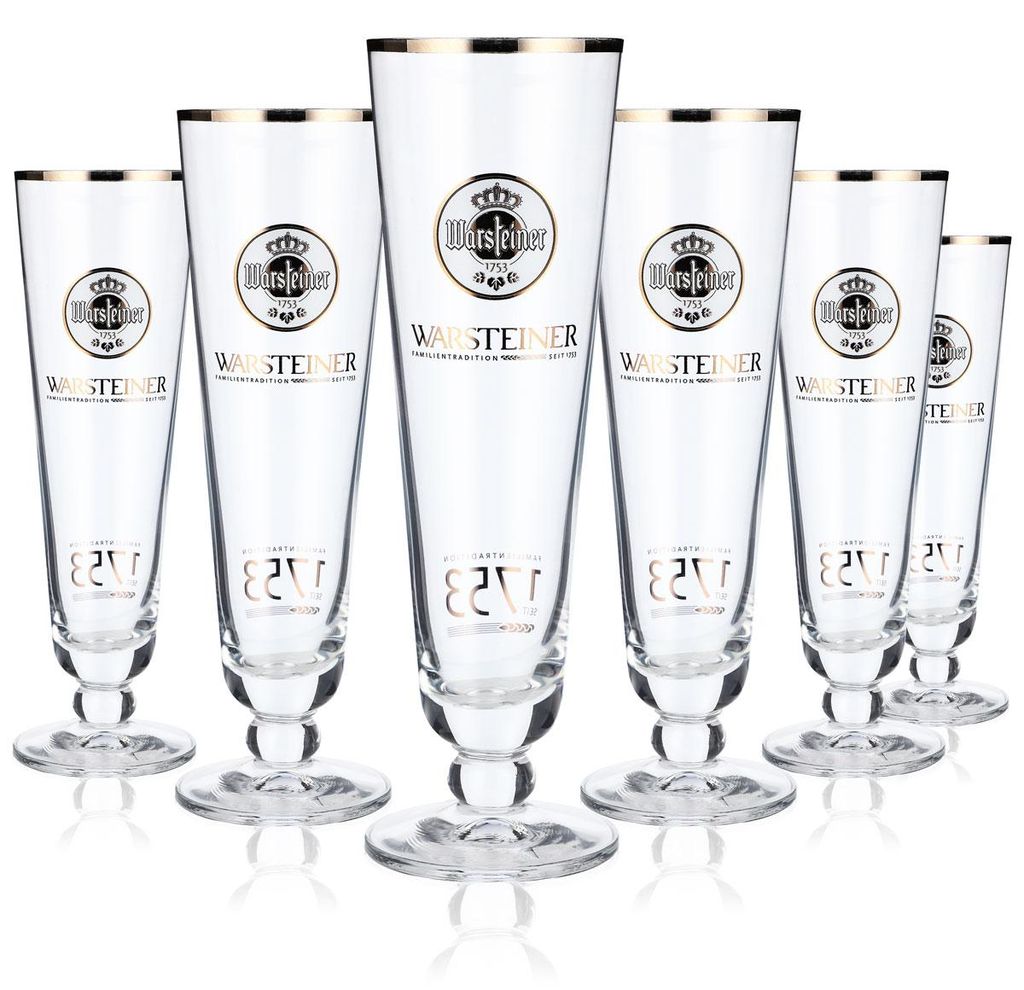 6x Warsteiner Bier Glas Biergläser 0,28l Pokal/Tulpe 1753 Produktbild 