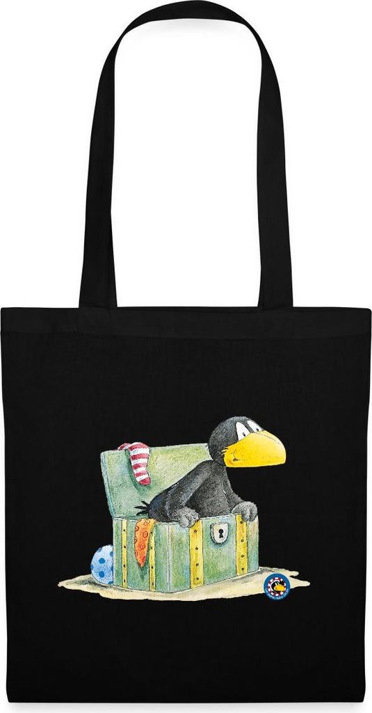 Spreadshirt Der kleine Rabe Socke Schatzkiste Stoffbeutel, One size, Schwarz