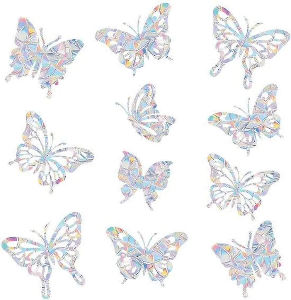 Anti-Collision Oiseaux : 14 Stickers Fenêtre Film Doré et Arc-en-Ciel