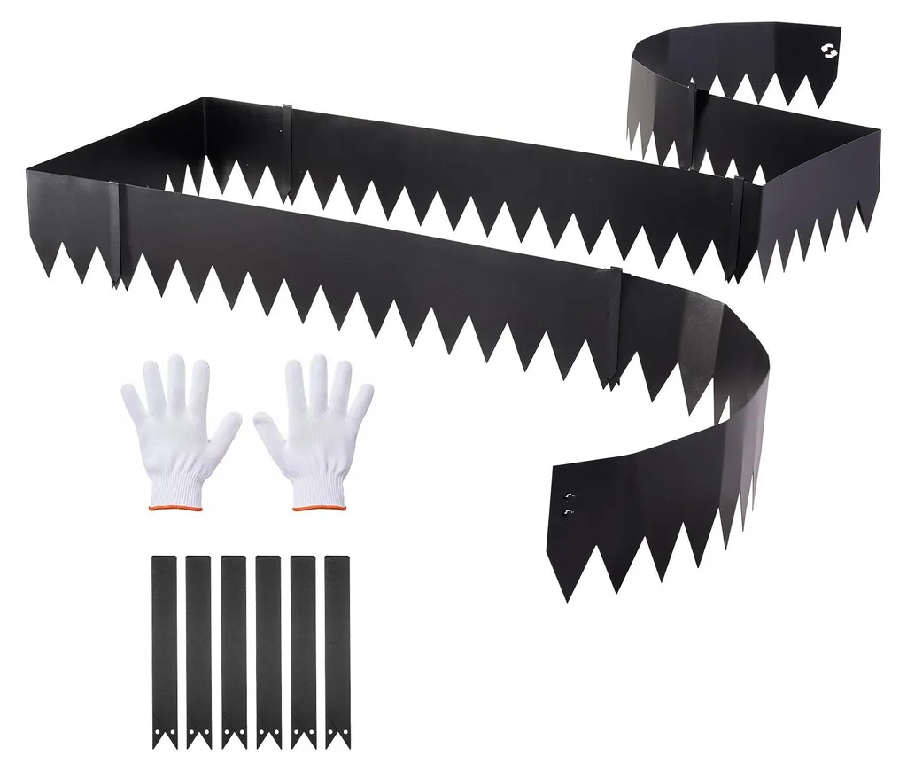 Lot de 6 bordures de parterre flexibles en acier galvanisé noir 101,6 cm