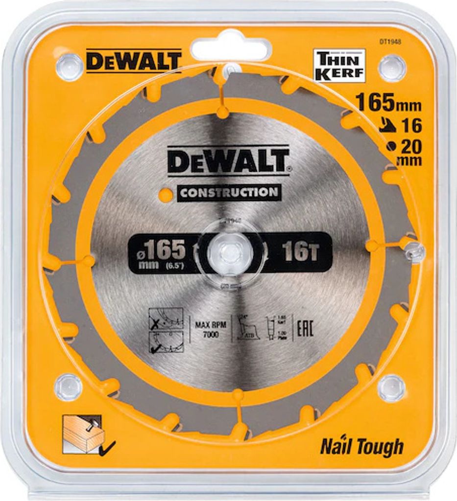 DeWalt DT1948-QZ Kreissägeblatt 165x20mm 16T Produktbild 