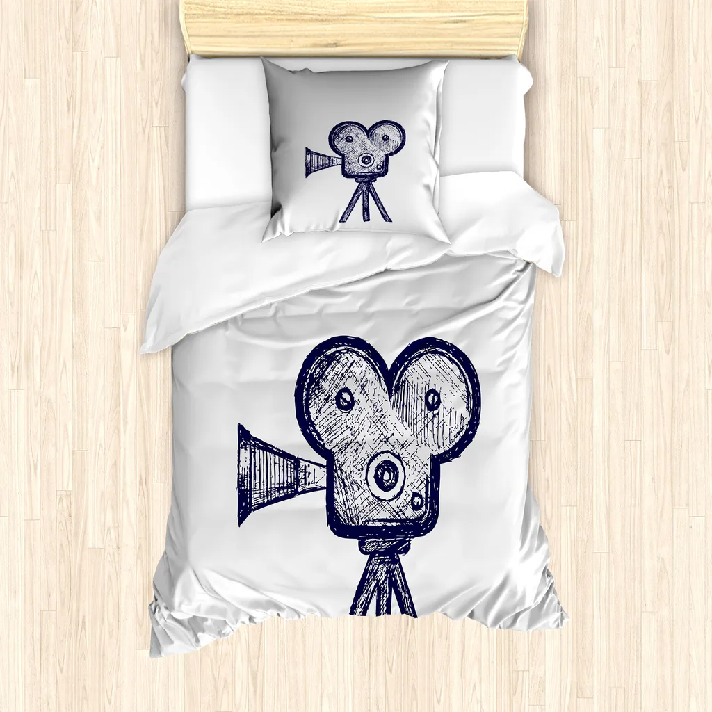 Set Letto Singolo Abakuhaus Proiettore Sketch - Design Viola e Blu