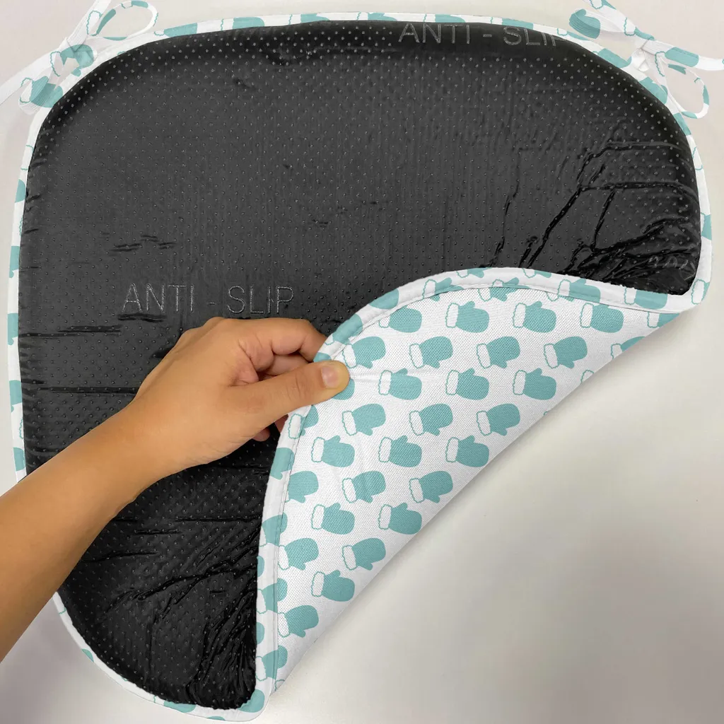 Galette de Chaise Décorative avec Sangles Turquoise et Blanc - 12pcs - 2
