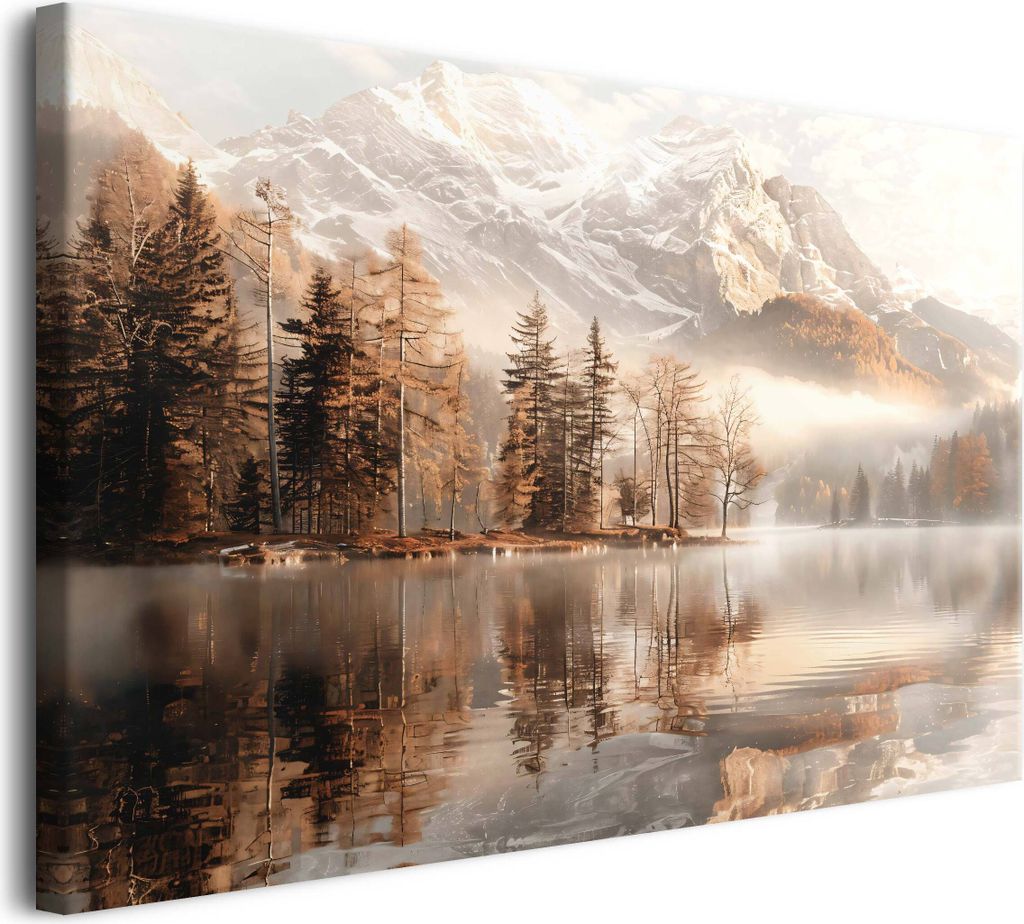 Leinwandbild für das Schlafzimmer, Wandbild, Berge, Bäume, Wald 80x120 cm