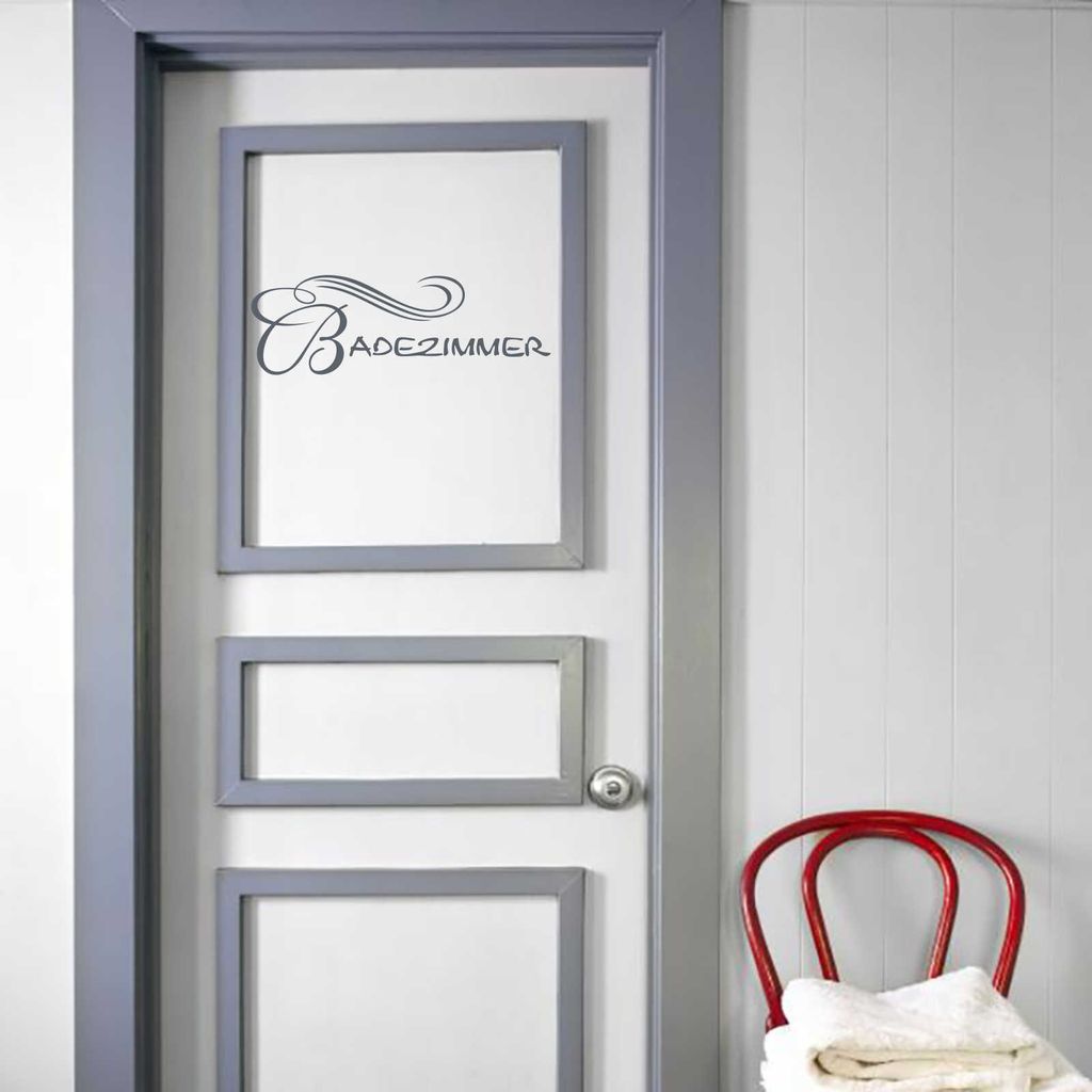 Wandtattoo - Wandaufkleber - Tür- Wandtattoo Badezimmer - 30cm x 10cm anthrazit - Dekoration Küche Wohnzimmer Wand