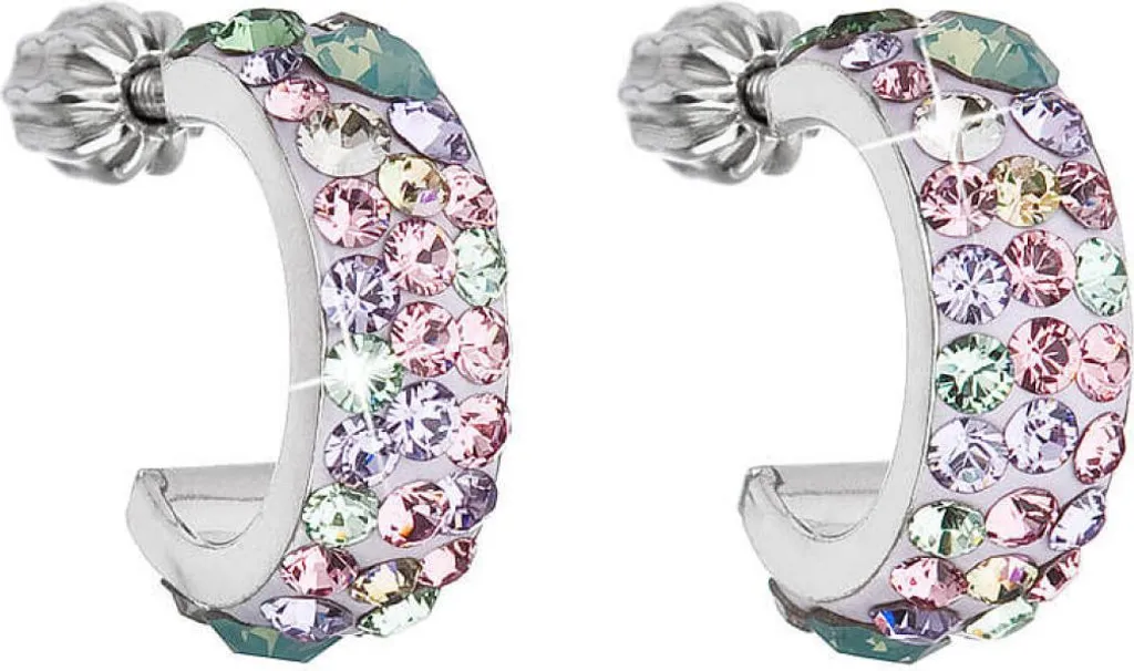 Boucles d'oreilles cristaux 31118.3 Sakura : l'éclat floral argenté