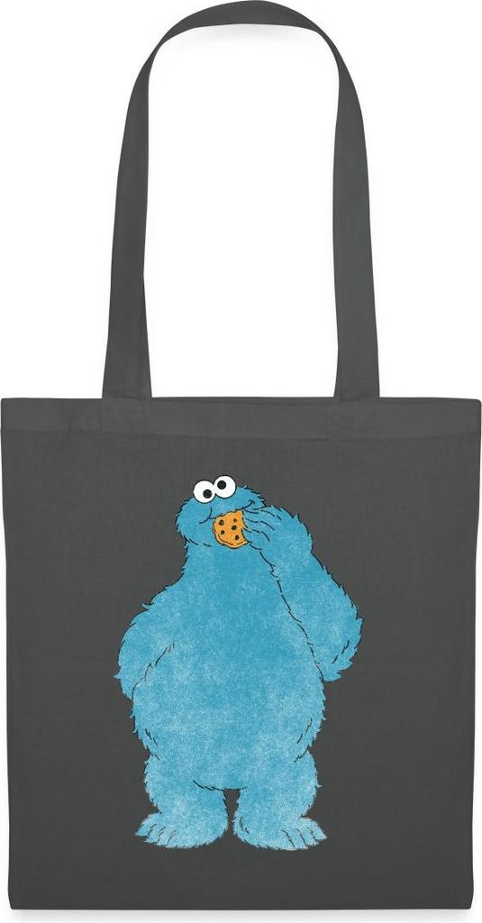 Spreadshirt Sesamstraße Krümelmonster Naschen Stoffbeutel, One size, Graphite