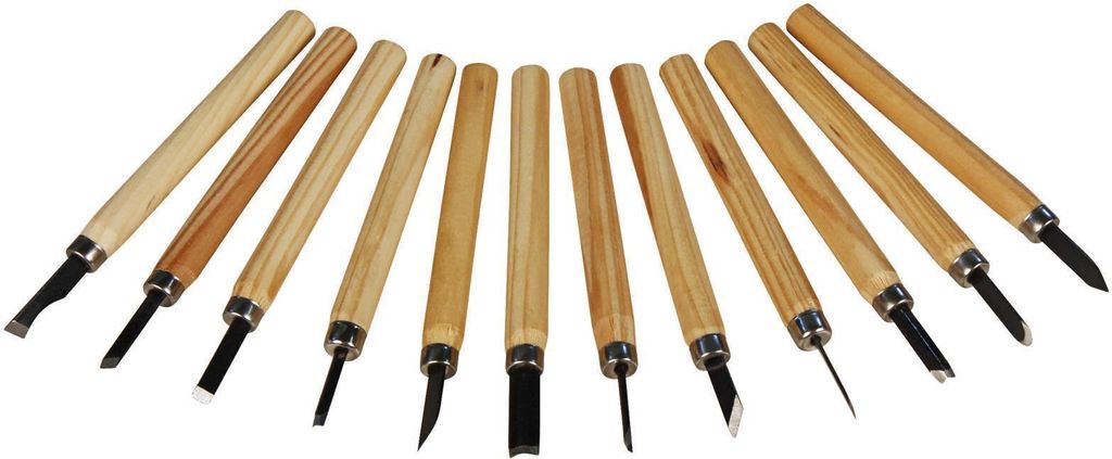 Set di coltelli da intaglio, 12 pezzi, manico in legno Immagine del prodotto 