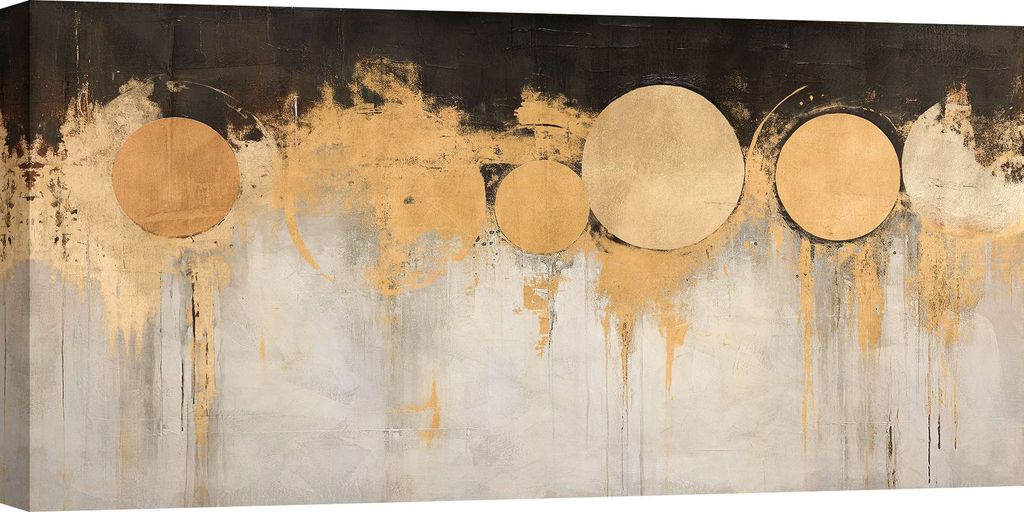 Leinwandbilder, abstrakt grau und gold - Jim Stone, Moon Phase - 120x60 cm