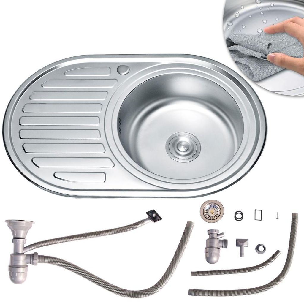 Lavello in acciaio inox da 77 cm Lavello da incasso con Immagine del prodotto 