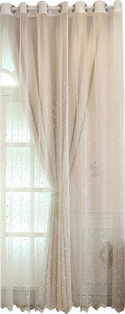 Fenster Tüll stilvolle einzigartige Muster Polyester Blackout schiere Fenster Tüll für Wohnzimmer-Beige ,Größen:L