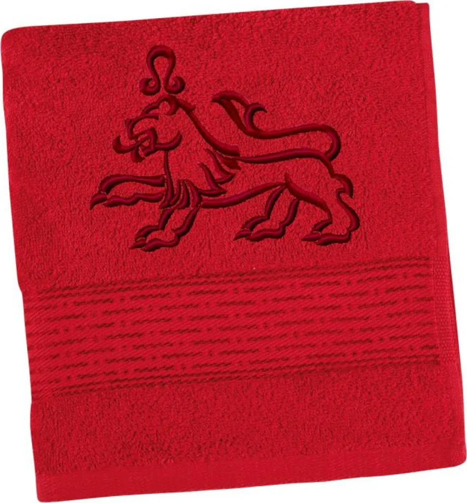Asciugamano in spugna con segno zodiacale ricamato - 50x100 cm - Rosso