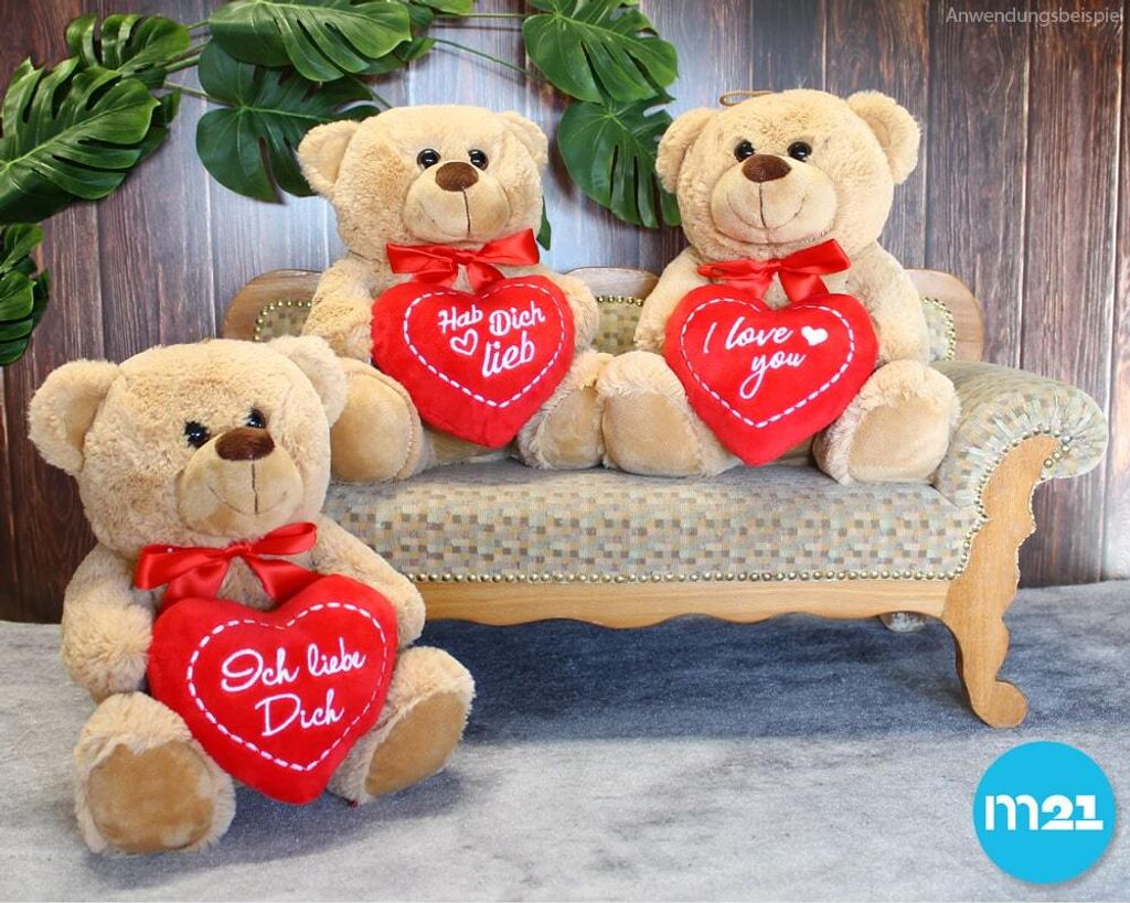 Peluche Orsacchiotto Matches21 Con Cuore | 25 Cm, Marrone Chiaro, Con Scritta I Love You