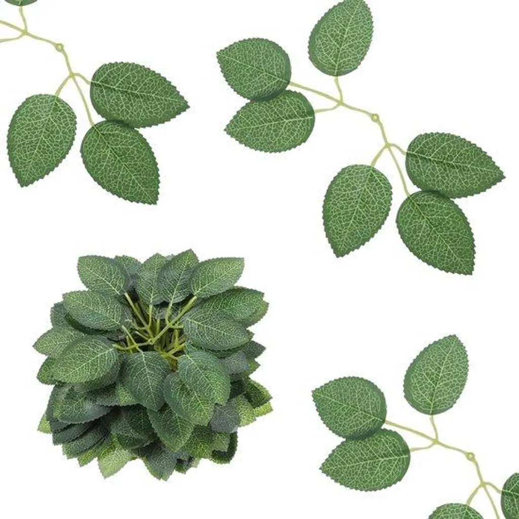 50 Fausses Feuilles de Rose à Six Pétales Vertes en Tissu Haute Qualité