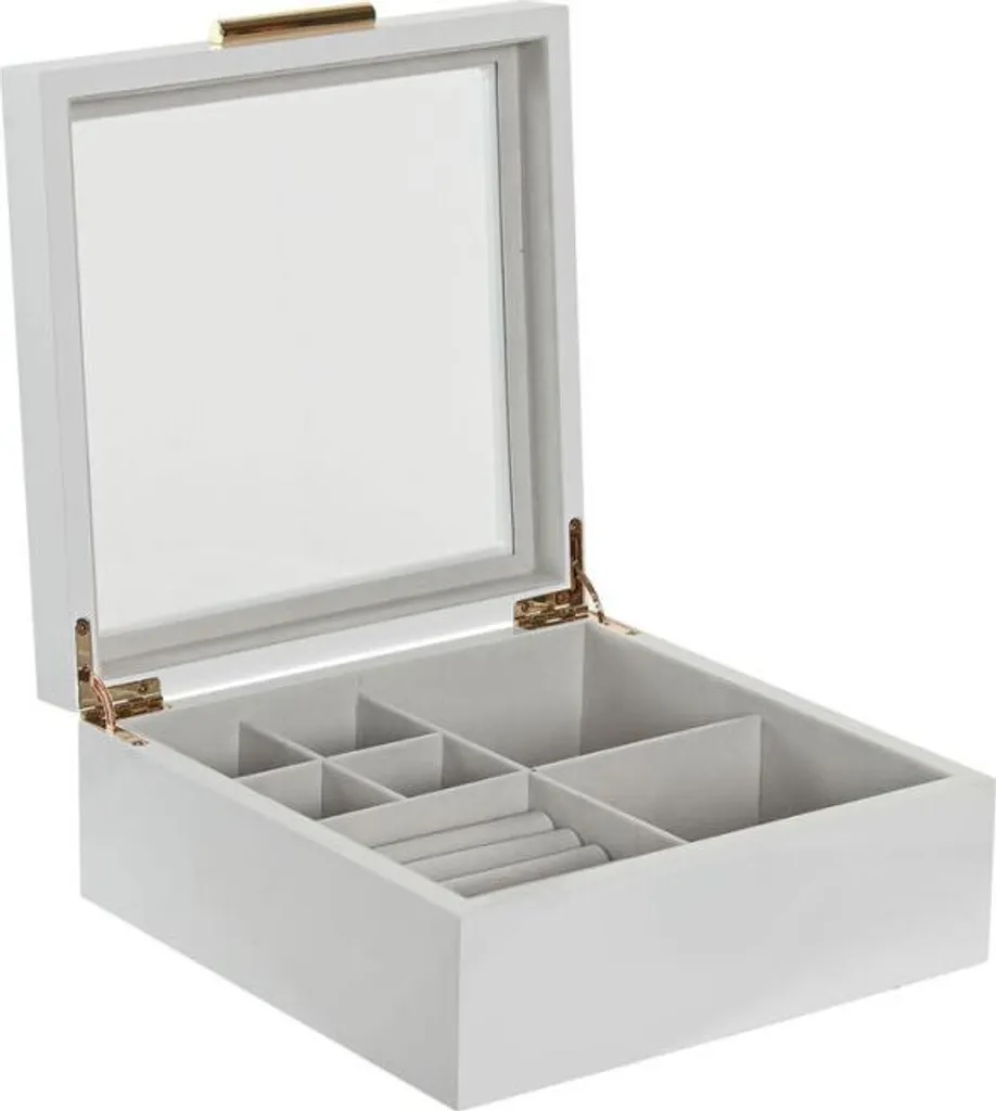 Coffret à bijoux Design en Bois Blanc et Beige avec Vitre Cristal
