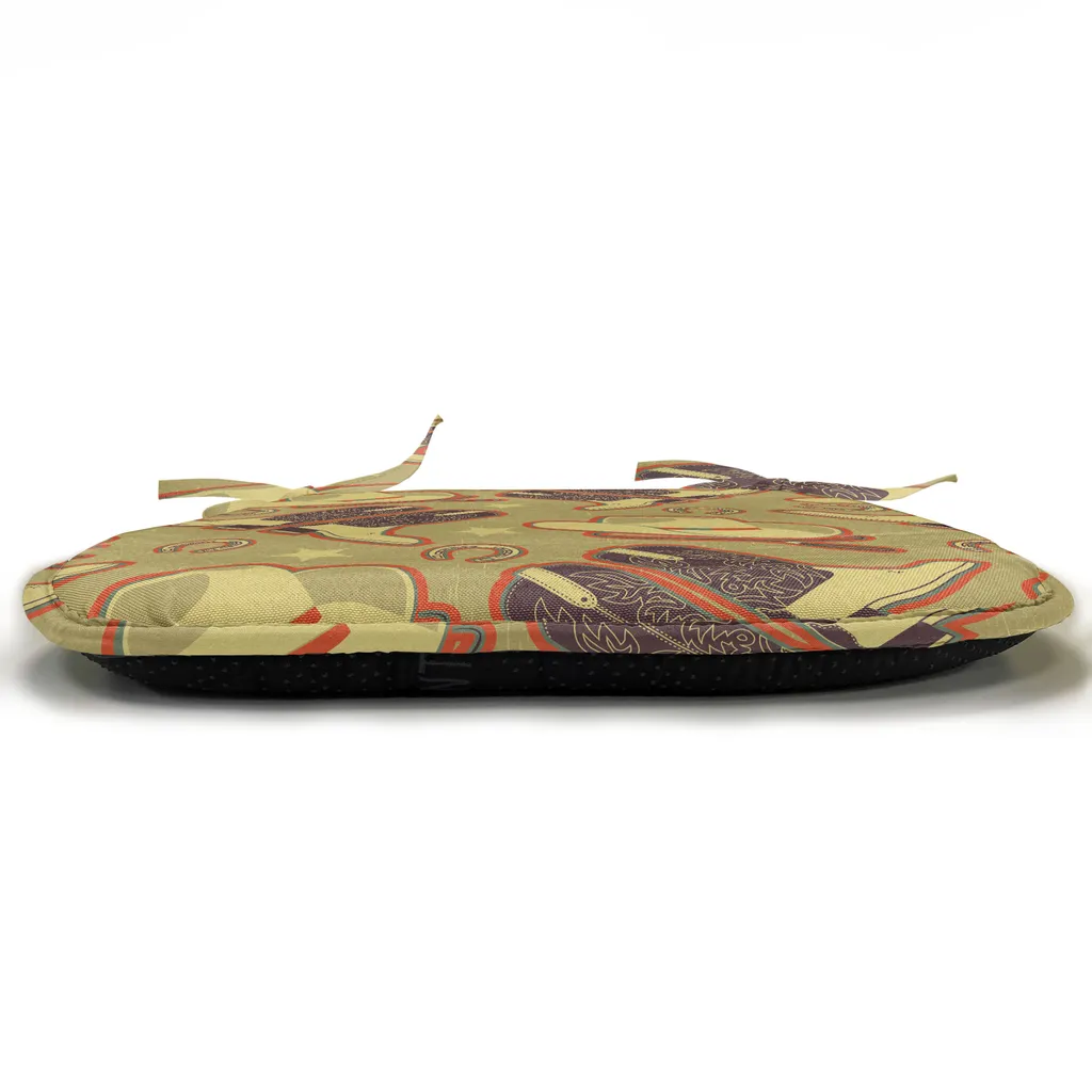 ABAKUHAUS Rivestimenti western per sedie da sala da pranzo, cappelli e stivali vintage, cuscini decorativi impermeabili con cinturini per sedie da cucina, 40 cm x 40 cm - confezione da 12, kaki marrone scuro scarlatto - 2