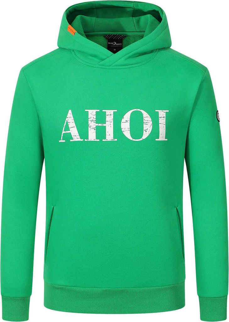 Blue Wave Uni Sweathoody mit AHOI-Print - Kapuzenpullover mit Taschen in Grün Größe M