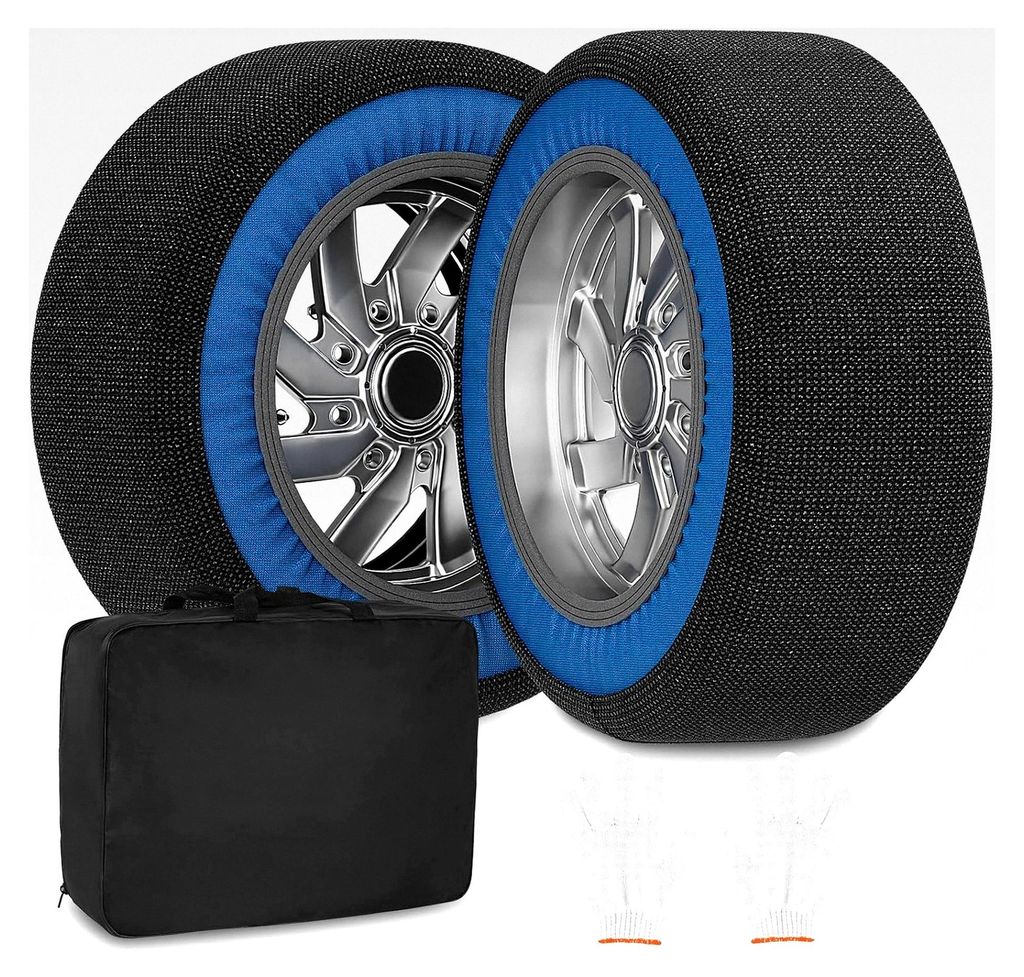 Schneesocken für Autos - Textil Schneeketten für optimale Reifenhaftung, passend für Autos, SUVs, Minivans und Pickups (2er-Set) in Schwarz und ...