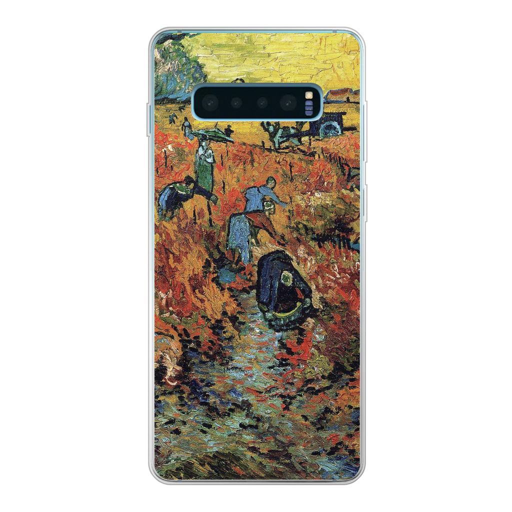 MuchoWow Handyhülle Schutzhülle Hülle für Samsung Galaxy S10 Plus Der rote Weinberg - Vincent van Gogh Silikon Softcase Handy Hülle - Schutz...