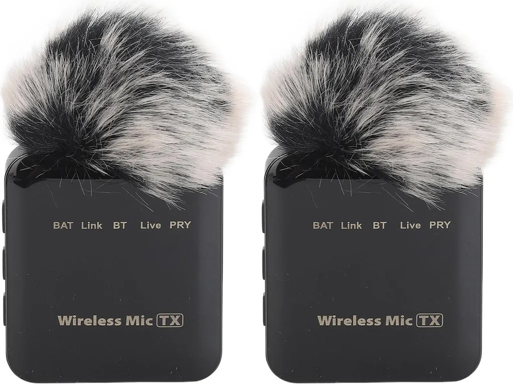 Microphone lavalier double sans fil Lazmin112 2,4 GHz noir pour vidéo