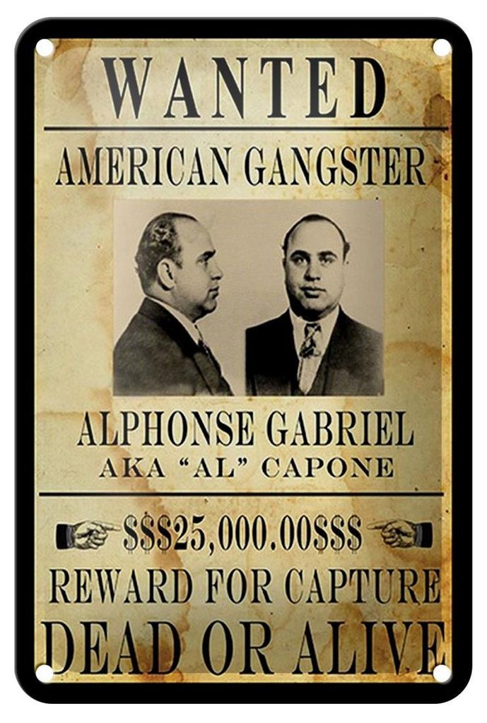 Blechschild Spruch 12x18cm wanted Alphonse Gabriel american