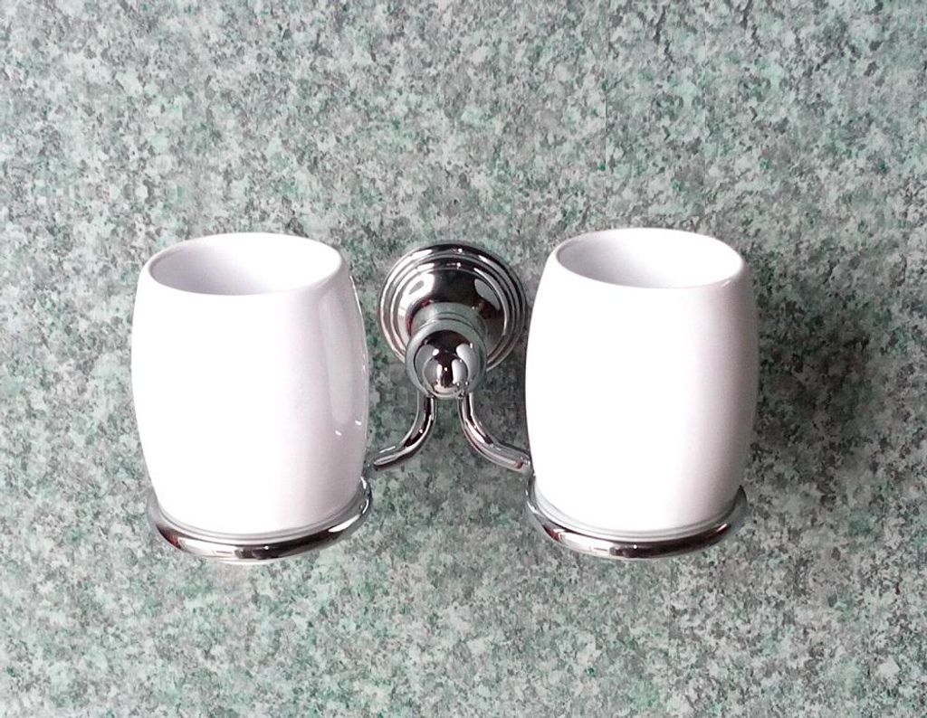 Haceka Allure Doppelbecherhalter 2er Porzellan Chrom Produktbild 