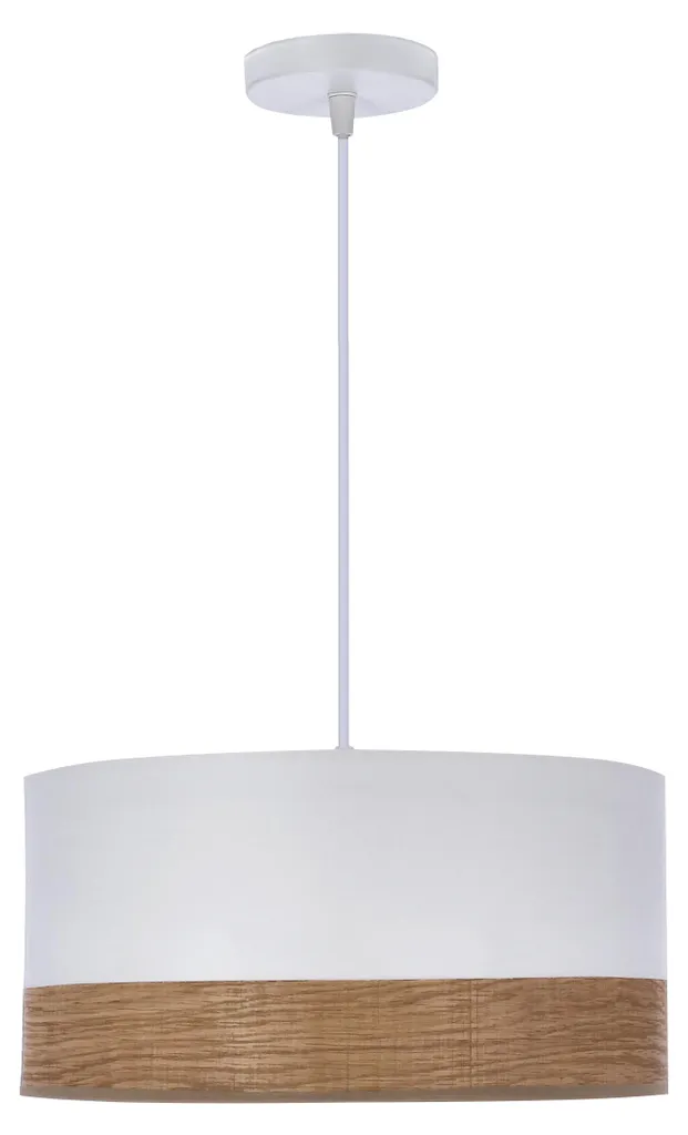 Suspension scandinave BIANCO - Lustre blanc et bois E27 40W moderne