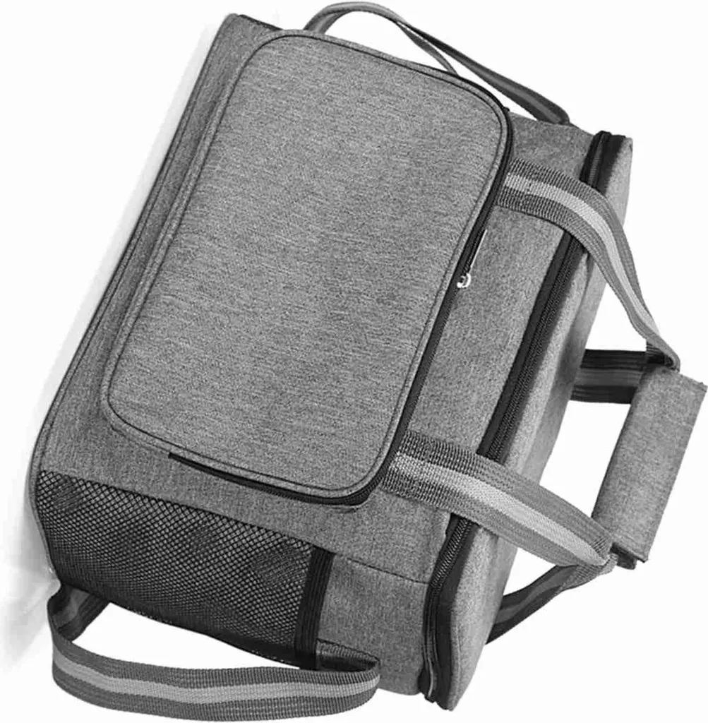 Borsa Frigo 35L Pieghevole In Tessuto Oxford Grigio, Con Tracolla Removibile, Per Picnic, Campeggio E Ufficio