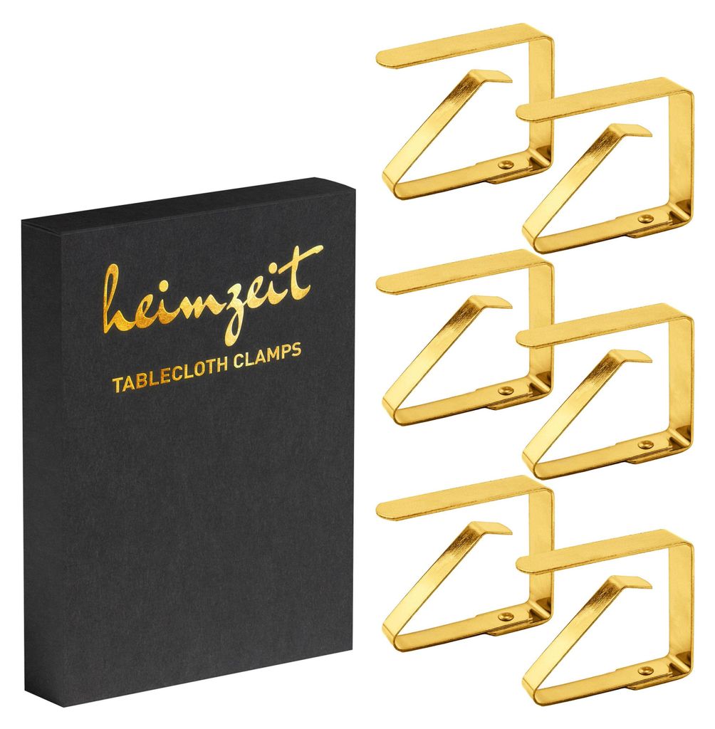 6x Tischdeckenklammern  6,5 cm Gold Edelstahl Produktbild 