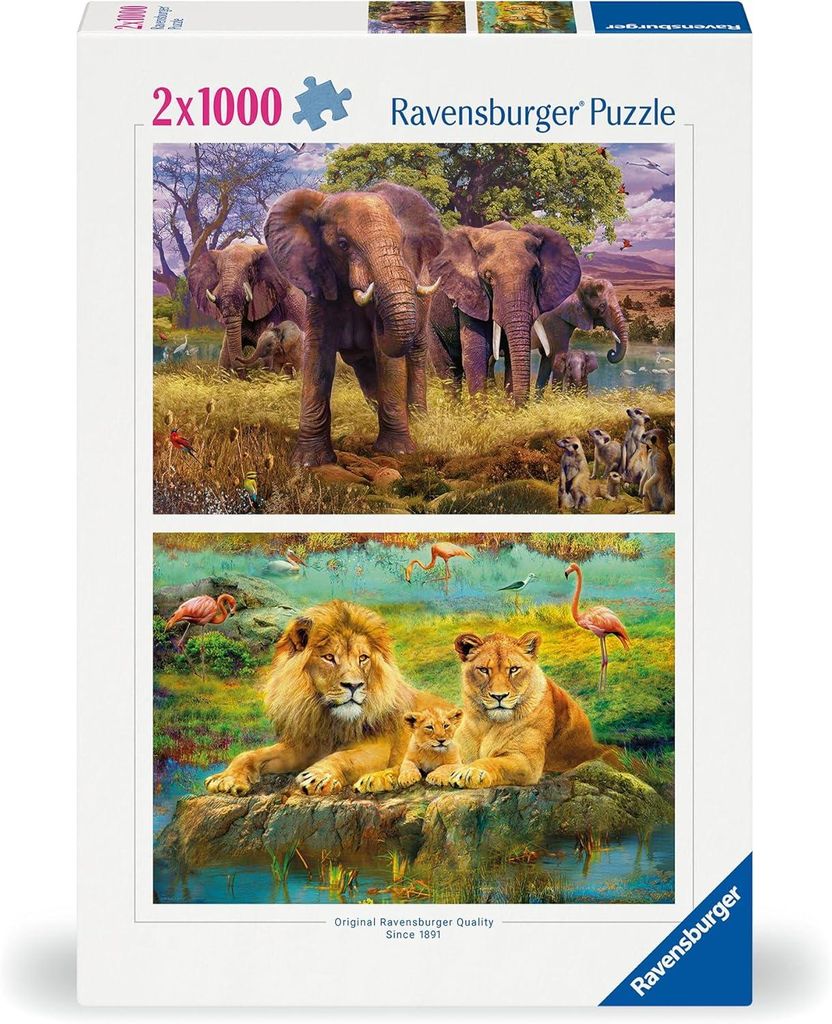 Ravensburger, Africká zvířata, puzzle 2× 1000 dílků Obrázek produktu 
