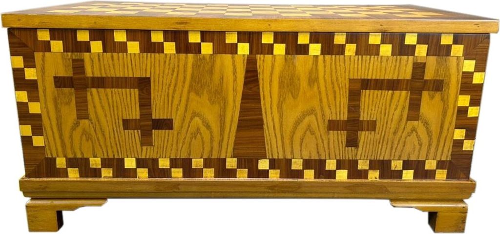 Truhen Kommode 40er Jahre Museumsnachbau Replikat 102 x 52 x H 50 cm - Braun Intarsien Antik Stil Möbel Berlin Truhe Art Deco