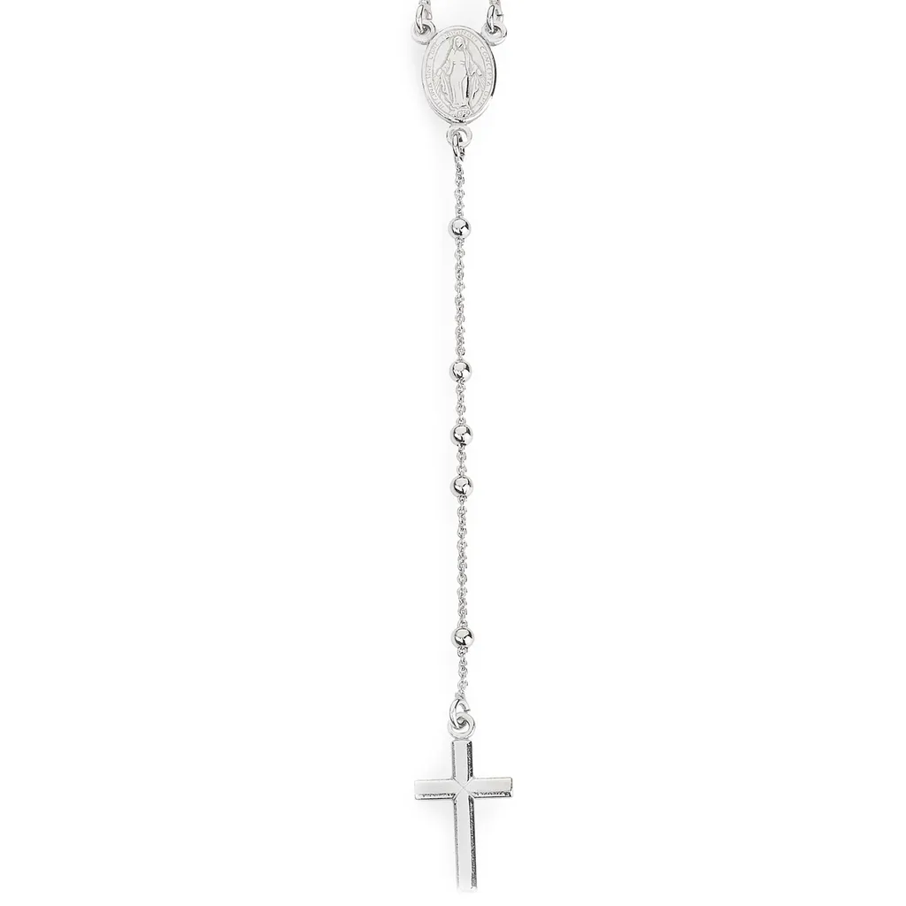Collier Chapelet Femme Argent 925 avec Croix Lisse Longueur 46 cm