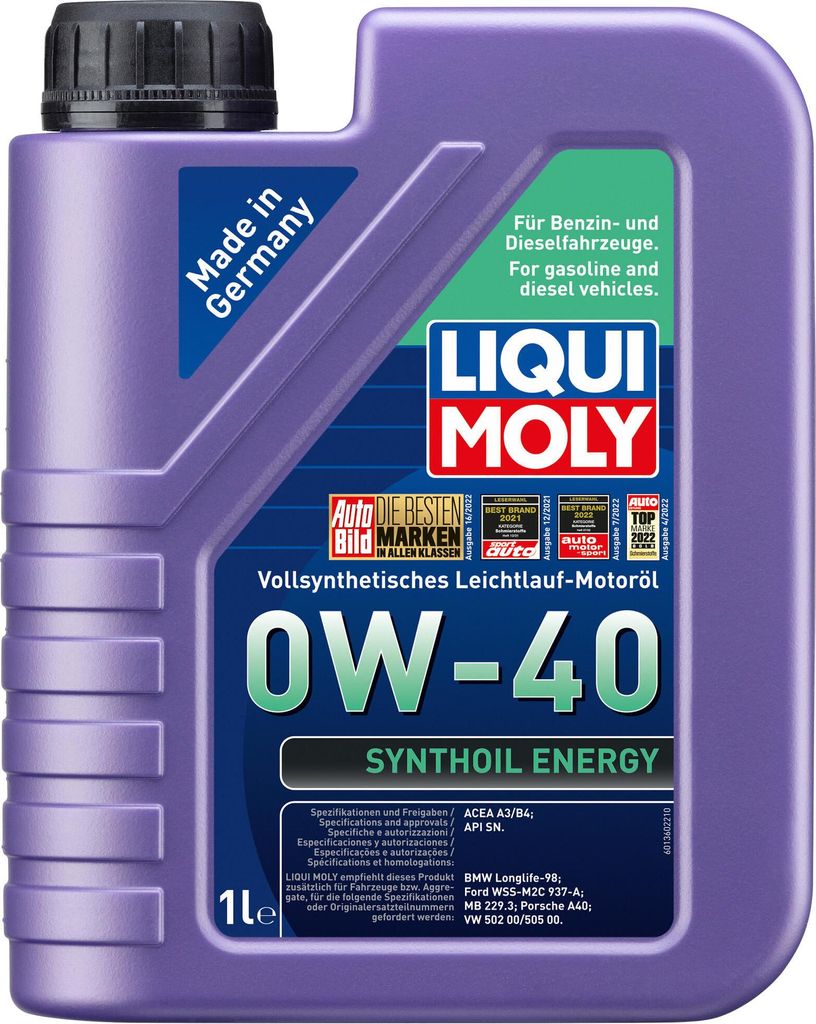 Liqui Moly Synthoil Energy 0W 40 Vollsynthetisches Produktbild 