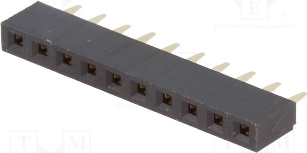 1x Buchse PIN: 10 THT 1x10 weiblich L.3mm Stift gerade 2,54mm 3A ZL305-10 Stiftleist
