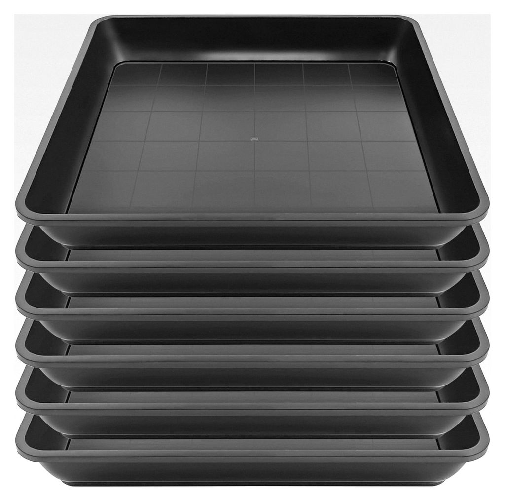 6 Stück Blumentopf-Untersetzer quadratisch und rund für Pflanzen Schwarz (Quadratisch 29x29cm)