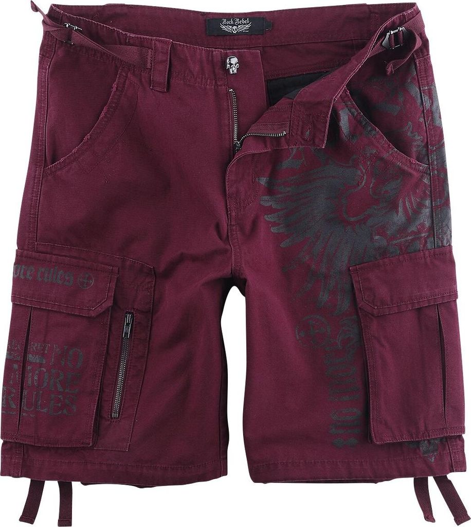 Rock Rebel by EMP Herren Dunkelrote Shorts mit Prints L